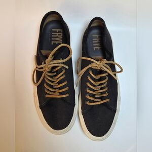 Frye Ludlow Low Black Canvas Men's Sneaker with Leather Laces Size 10.5
